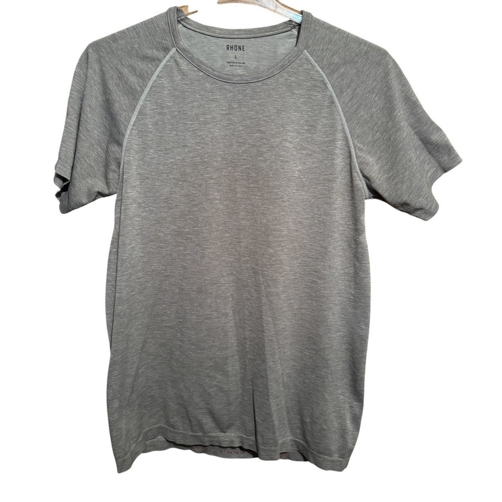Men's Sz L Rhone Heather Gray Short Sleeve T-Shirt Performance Athletic